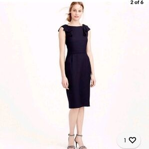 J.crew Navy Blue Bow Shoulder Working Office Dress Size 12